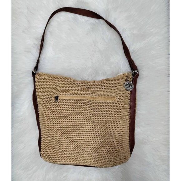 The Sak Chic Crochet Woven Leather Trim Sequoia Hobo Shoulder Bag, Tan/Brown - Picture 2 of 13